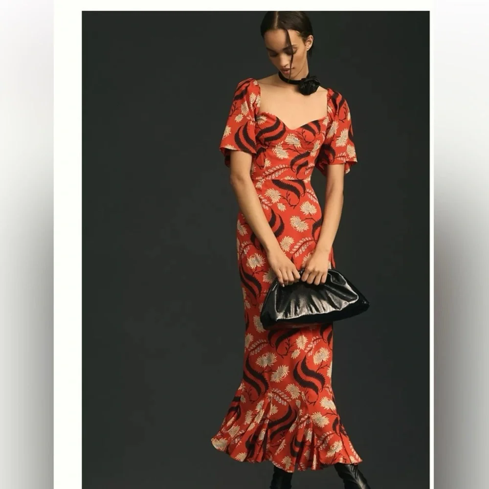 RHODE NWT Ramona Floral Maxi Dress in Bright Red Kiku, Size 6, Breki - Picture 1 of 10